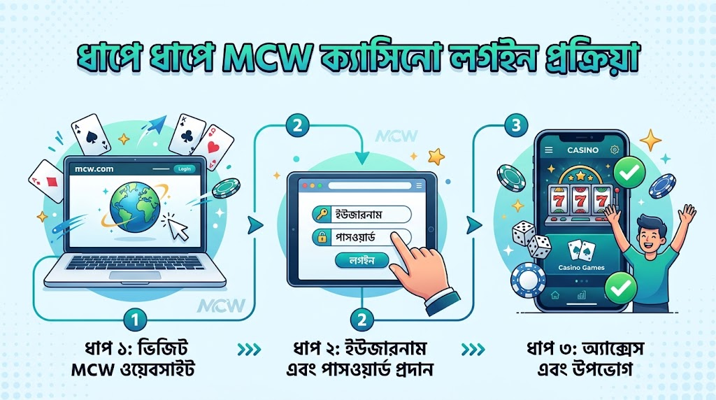 ধাপে ধাপে MCW ক্যাসিনো লগইন প্রক্রিয়া