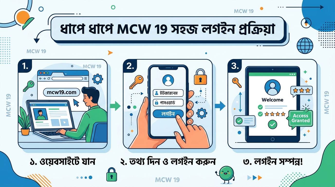 ধাপে ধাপে MCW 19 সহজ লগইন প্রক্রিয়া